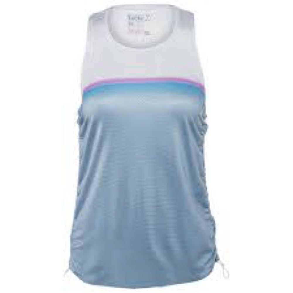 Lucky in Love Womens Mesh‎ Racerback Tennis Tank Top Blue White Ombre Small